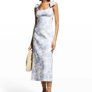 Zimmermann Postcard Tie Shoulder Floral Midi Dress Sz 1 *Pristine condition